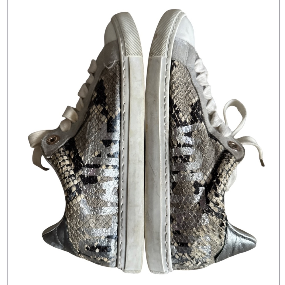 Zadig and Voltaire Vigna Leather Snakeskin Print Metallic Low Top Women Size 6 - Picture 7 of 16